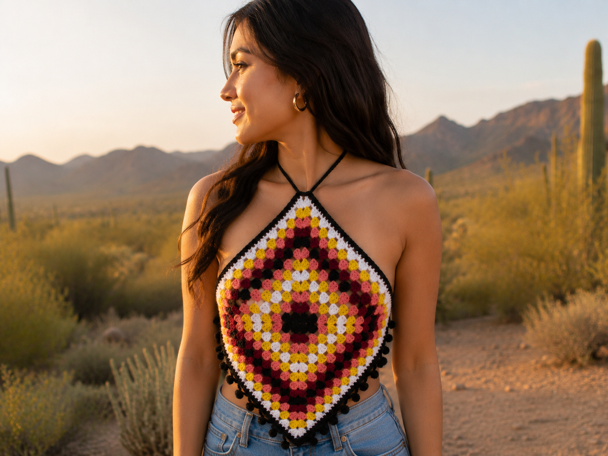 Granny square festival top